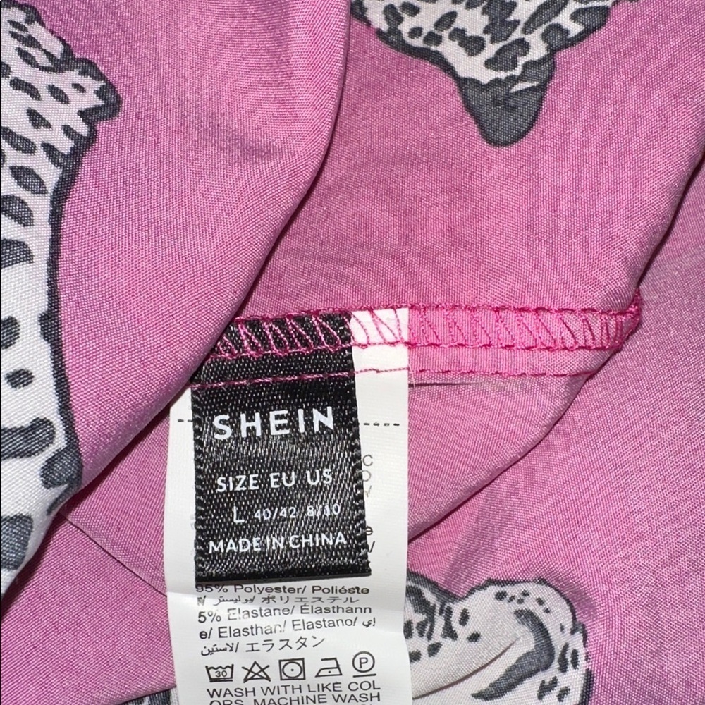 SHEIN Fuchsia Animal Print Midi Dress size large - Picture 5 of 6
